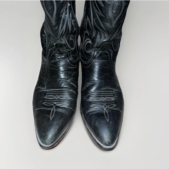 Code West Cowboy Western Black Leather Biker Motorcycle Mens Boots 12 VintageCod - Picture 5 of 9